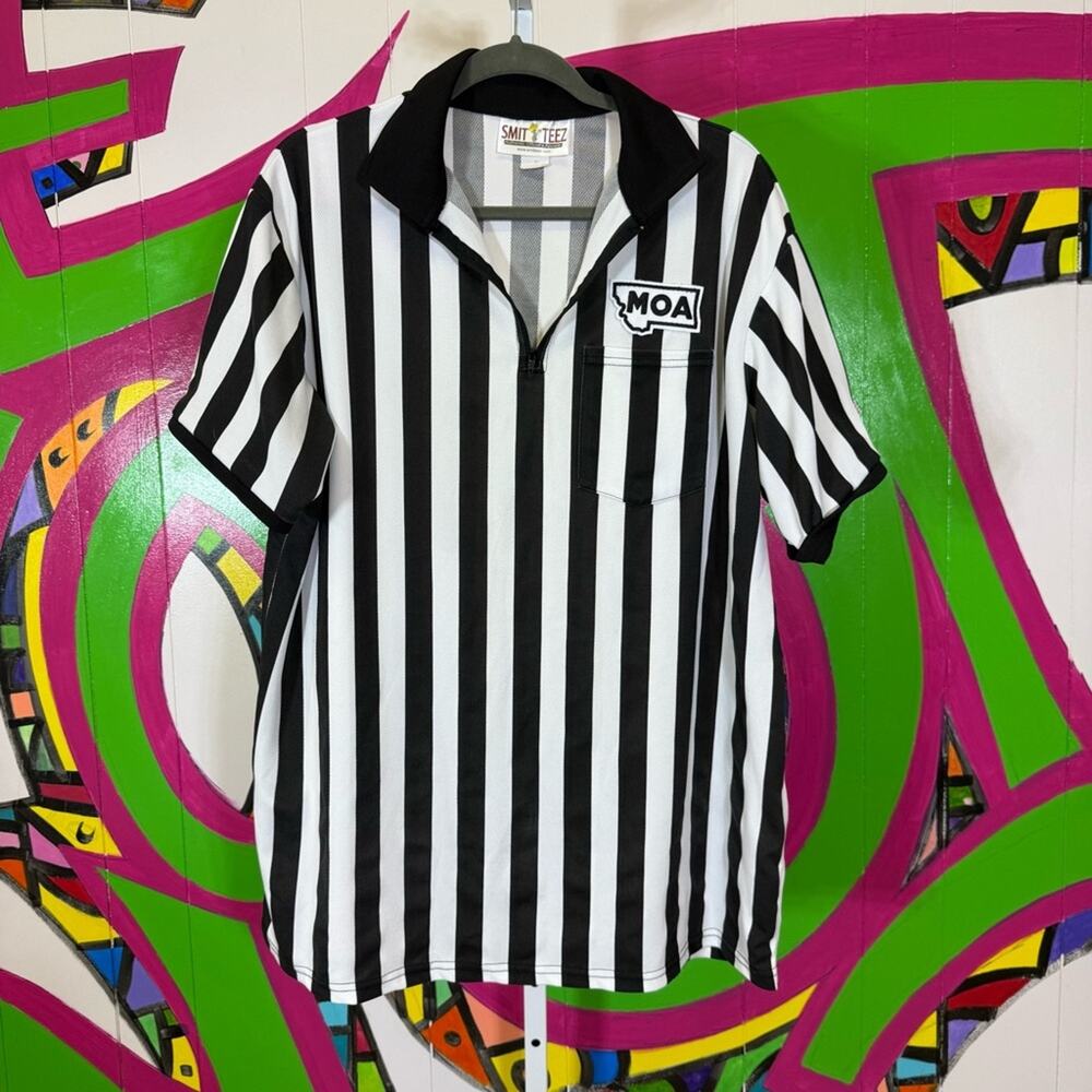 SMIT TEEZ Black and White Striped Shirt Referee Uniform. Size XL. Excellent cond